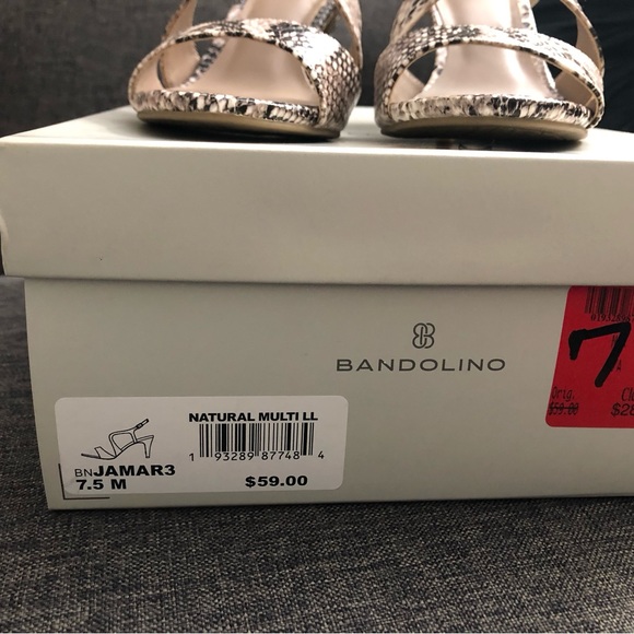 Bandolino strappy 3”heels with snake print design. - Picture 2 of 5